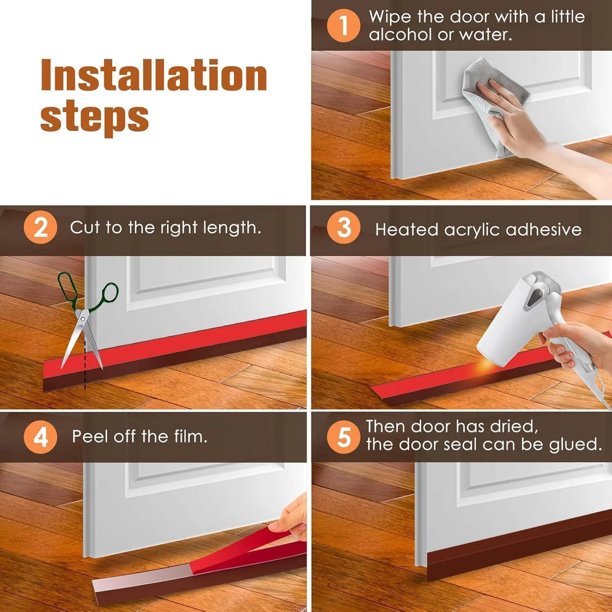Silicone Door Bottom Seal 39 Inch Gap Filler Strip, Draft Stopper, AC Air Blocker, Door Sealing Strip, Dust Stopper, Insect & Cockroach Guard, Waterproof Door Sealer
